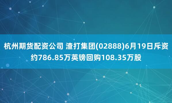 杭州期货配资公司 渣打集团(02888)6月19日斥资约786.85万英镑回购108.35万股