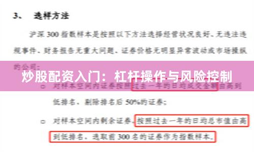 炒股配资入门：杠杆操作与风险控制
